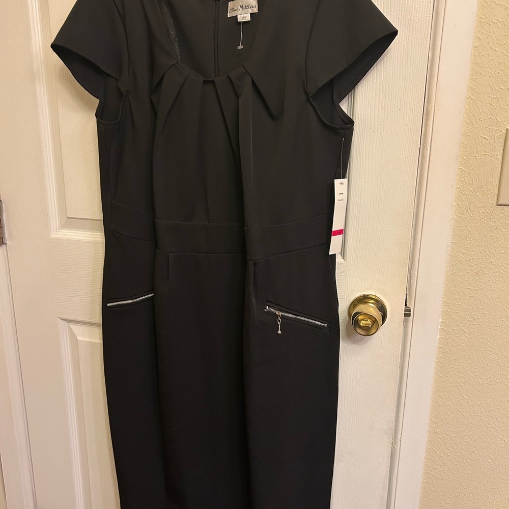 Olivia Matthews Black Sheath Dress with Flutter Sleeves